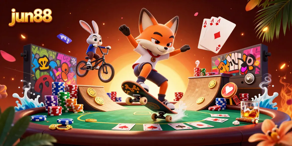 Experience thrilling action with jun88 at a vibrant casino party scene featuring exciting poker elements.